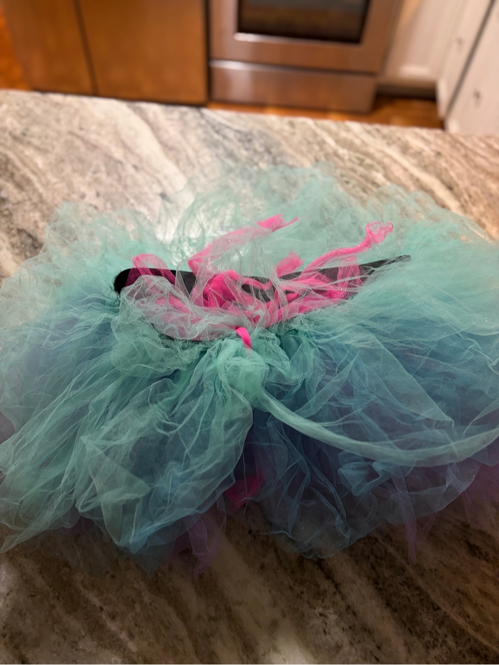 women’s Teal, blue and green Tulle Tutu Costume with Ribbon